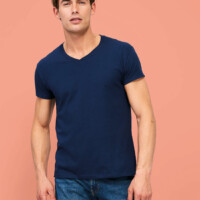 190gr / 100% coton tee shirt homme col v